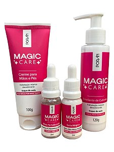 Kit Linha Poran Magic Caren 4 Itens Manicure Pés Mãos Emoliente