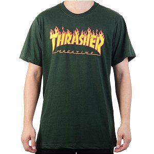 Camiseta Thrasher Flame Logo Green