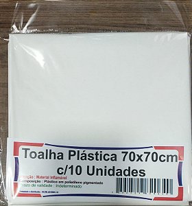 Toalha Plastica Lisa 70x70cm c/10 Unidades