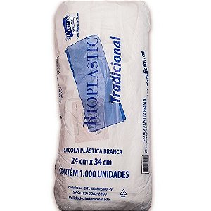 Sacola Plastica Tradicional Branca 24x34 (Milheiro)