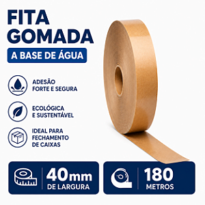 Fita Papel Gomado 40mm Liso 180 Mts