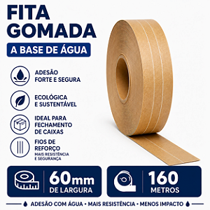 Fita Papel Gomado 60mm Reforcada 160 Mts