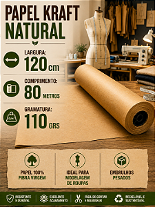 Papel Kraft Natural 110grs 120cm 80 Metros