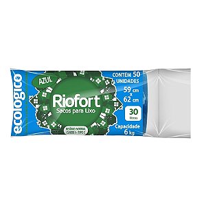 Rolo Saco Plastico Lixo 30L Azul c/50