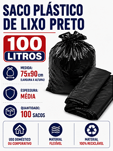 Saco Plastico Lixo 100L c/100 Unidades - Medio