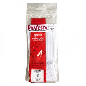 Garfo Refeicao Premium Branco c/50 Unidades (7034) PRAFESTA