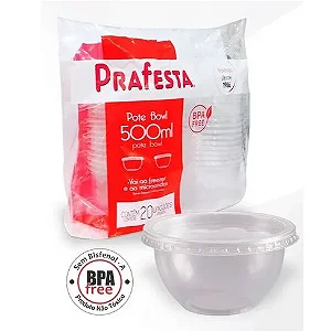 Pote Bowl 500ml c/ Sobretampa c/20 (8494) PRAFESTA