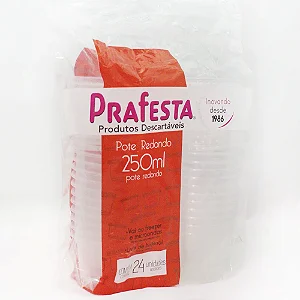 Pote Redondo c/ Tampa 250ml c/24 (8201) PRAFESTA