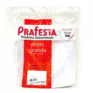 Prato Quadrado Grande Branco c/10 (8527) PRAFESTA