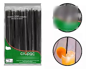 Canudo Plastico Sache 245x5mm Preto 100 Unidades (CA509)