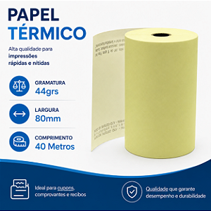 Bobina Papel Termico 44grs 80x40mm