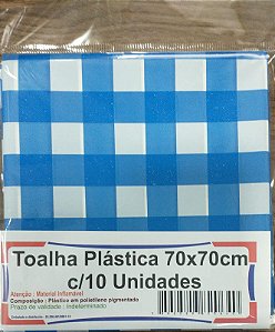 Toalha Plastica Xadrez 70x70cm c/10 Unidades