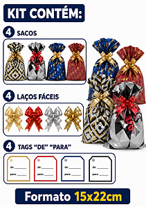 Kit Presente Saco BOPP 15x22 c/4 Unidades