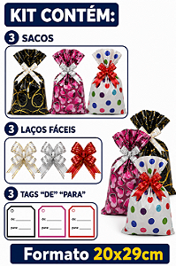 Kit Presente Saco BOPP 20x29 c/3 Unidades