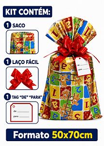 Kit Presente Saco BOPP 50x70 c/1 Unidade