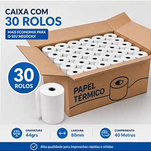 Bobina Papel Termico 44grs 80x40mm c/30 und