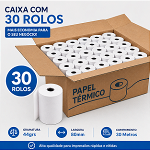 Bobina Papel Termico 44grs 80x30mm c/30 und