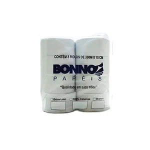 Papel Higienico Rolao 300m 10cm Branco Luxo c/8 BONNO