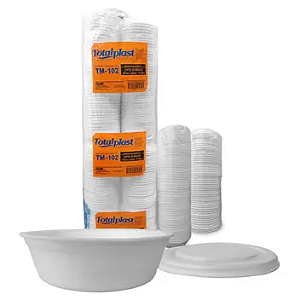 Kit Marmitex EPS C/Tampa 187x52mm 750ml c/50 Unidades