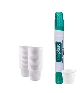 Copo Plastico 50ml Branco c/100 FONPLAST
