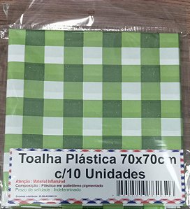 Toalha Plastica Xadrez 70x70cm c/10 Unidades