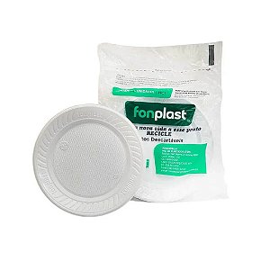 Prato Plastico 15cm Fundo Branco c/10 Unidades FONPLAST