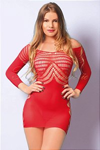 Mini Vestido Manga Longa Vermelho Yaffa