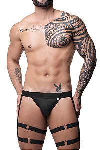 Cueca Jock Liga em Suplex Preto Com Regulador