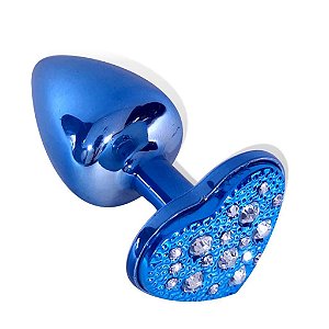 Plug Anal Azul Cravejado Coração Hard