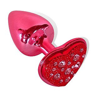 Plug Anal Vermelho Cravejado Coração Hard