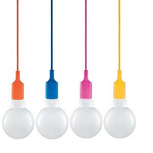 Pendente Colorido Para Lâmpada De 95cm Bocal E27