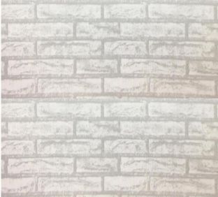 Papel de parede tijolo branco com cinza rolo de 5 metros por 45cm adesivado