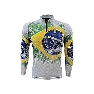 Camiseta Pesca King Manga Longa KFF-659 Brasil com Proteção UV+