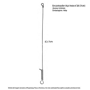 Encastoador Pesca Empate Inox Rígido com Mola Nº28 (7cm) 100p