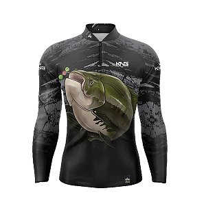 Camiseta Pesca King Manga Longa KFF-648N Tamba com Proteção UV+
