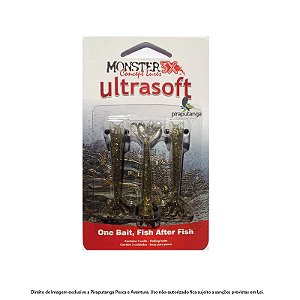 Isca Artificial Camarão Monster3x Ultrasoft 7,5cm, Chá Dourado