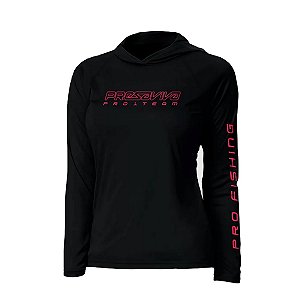Camisa Presa Viva Feminina Poliamida 16 Baby Look C/ Capuz Proteção UV50+