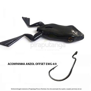 Isca Artificial Monster3x X-Frog Top Water Sapo, Black + Anzol