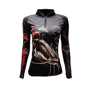 Camiseta Pesca King Feminina Baby Look KFF-653A com Proteção UV+