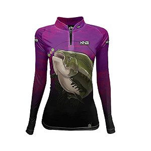 Camiseta Pesca King Feminina Baby Look KFF-609N com Proteção UV+