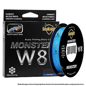 Linha Multifilamento Monster W8 8 Fios Azul 0,16mm 20lbs - 300m