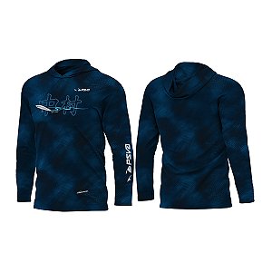 Camisa Presa Viva Graphic Line Poliamida 30 Nakamura C/ Capuz Proteção UV50+