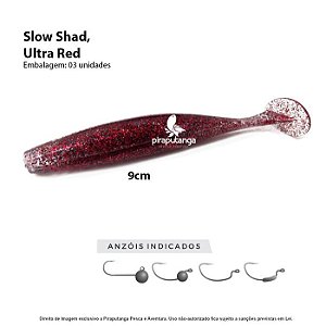 Isca Artificial Monster3x Slow Shad 9cm Ultra Red 3p