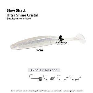 Isca Artificial Monster3x Slow Shad 9cm Ultra Shine Cristal 3p