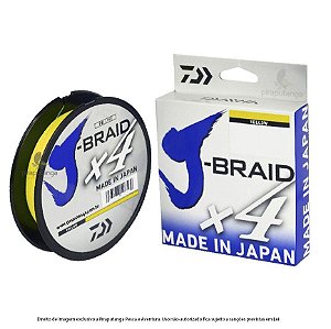 Linha Multifilamento Daiwa J-Braid X4 Amarela 0,17mm 10lbs 270m