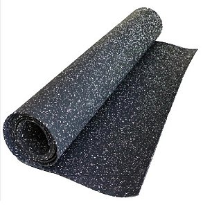 Piso Emborrachado 5mm - Rolo 10m² - 1x10m Preto/branco