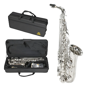 Sax Alto Konig Eb Prateado Completo com Estojo e Boquilha Profissional