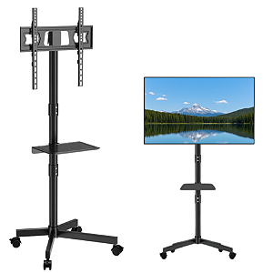Suporte Pedestal para TV 23 a 60 Polegadas com Rodinhas e Bandeja