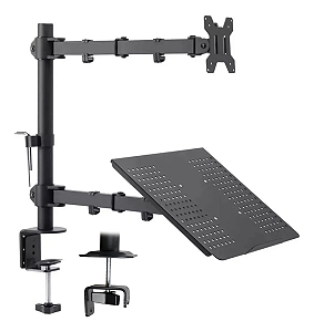 Suporte Gamer para Notebook e Monitor 8 a 32” Articulado de Mesa com Bandeja
