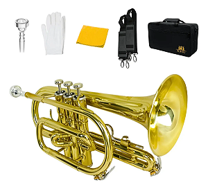 Cornet Sib Konig Dourado Laqueado Completo com Case Profissional